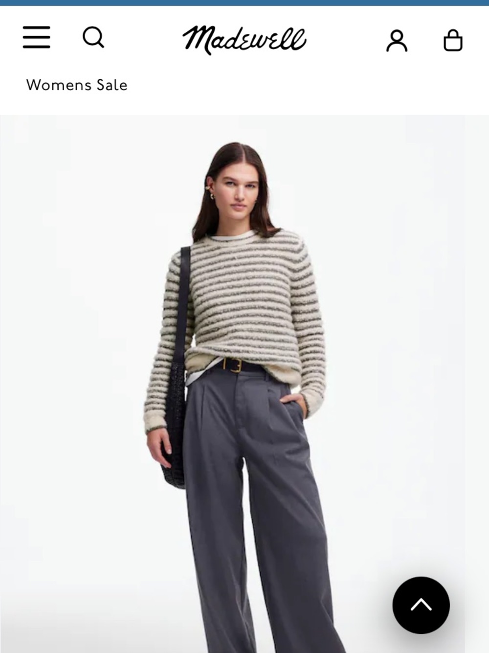 Madewell Striped Fuzzy Crewneck Sweater in Cream and Gray